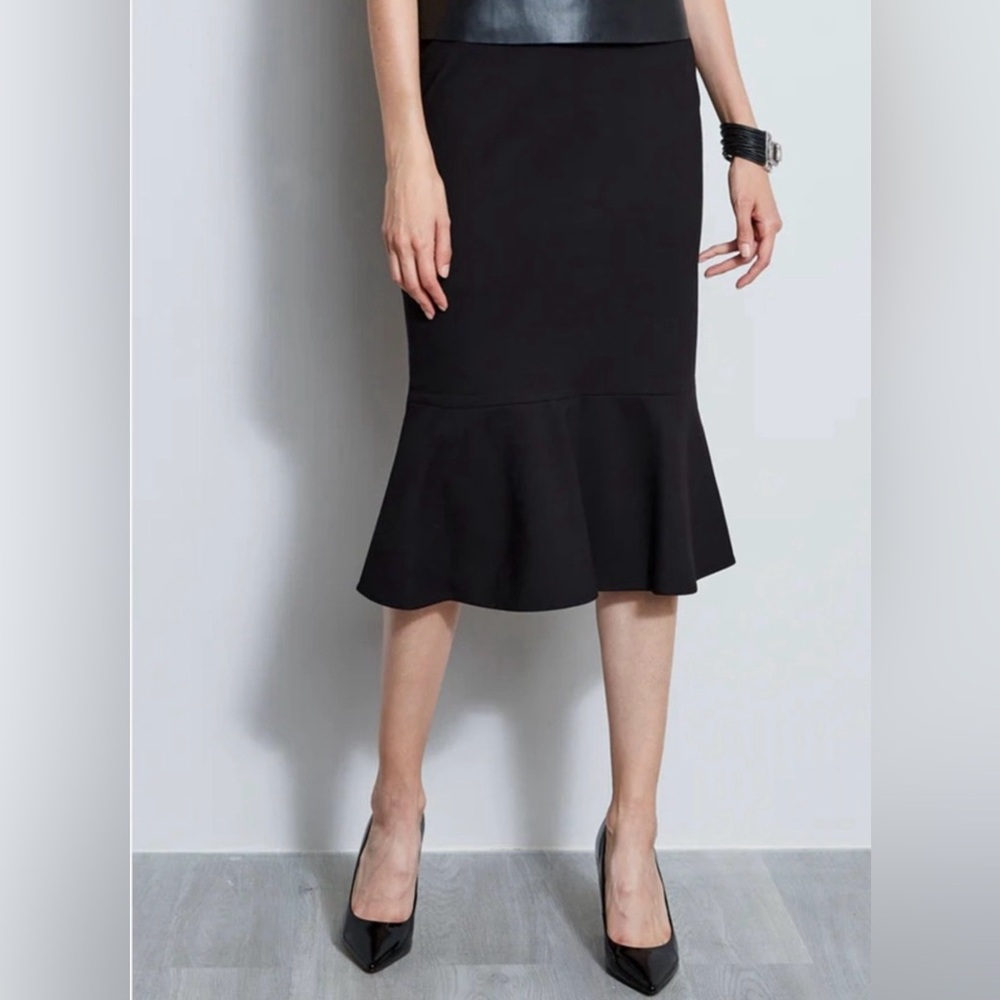Tahari Black Mermaid Hem Midi Skirt